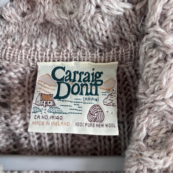 Carraig Donn 100% New Wool Long Cardigan Cottagecore Made in Ireland Size L - Picture 3 of 5